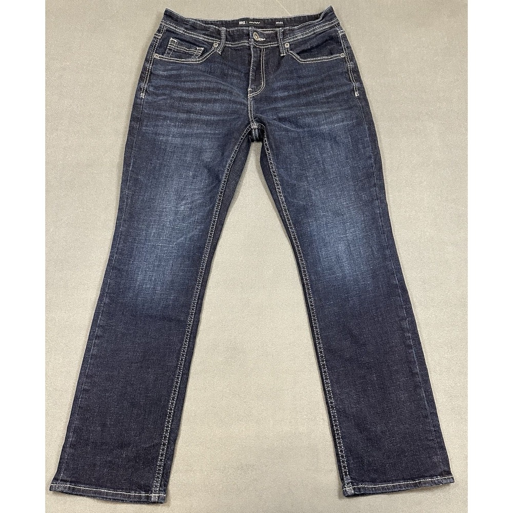 BKE Jake Straight Jeans Mens 34x32 Dark Blue Dark Wash Denim